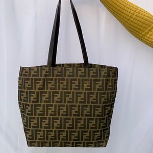Vintage Fendi Zucca Monogram Canvas Shoulder Bag.